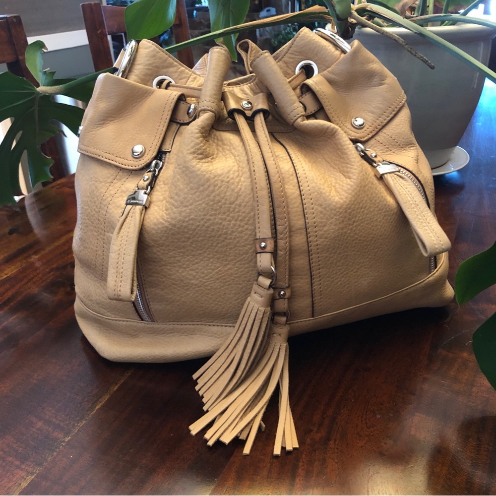 B. Makowski soft Leather drawstring tasseled Bag